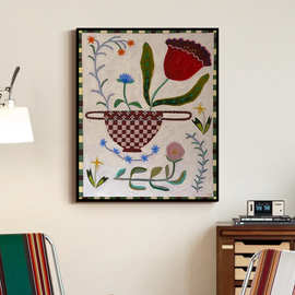 《秘密花园》法式中古风客厅装饰画植物花卉餐厅摆画玄关走廊挂画