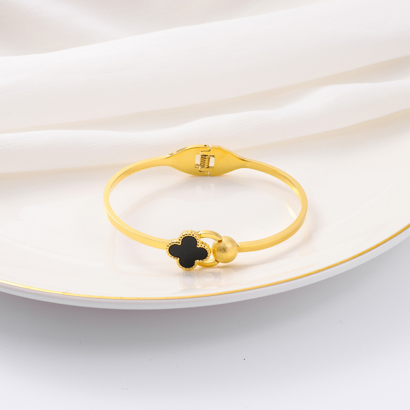 Pulsera de titanio y acero para mujer, diseño moderno y sencillo, pulsera de lujo que no se desvanece, venta al por mayor en stock.