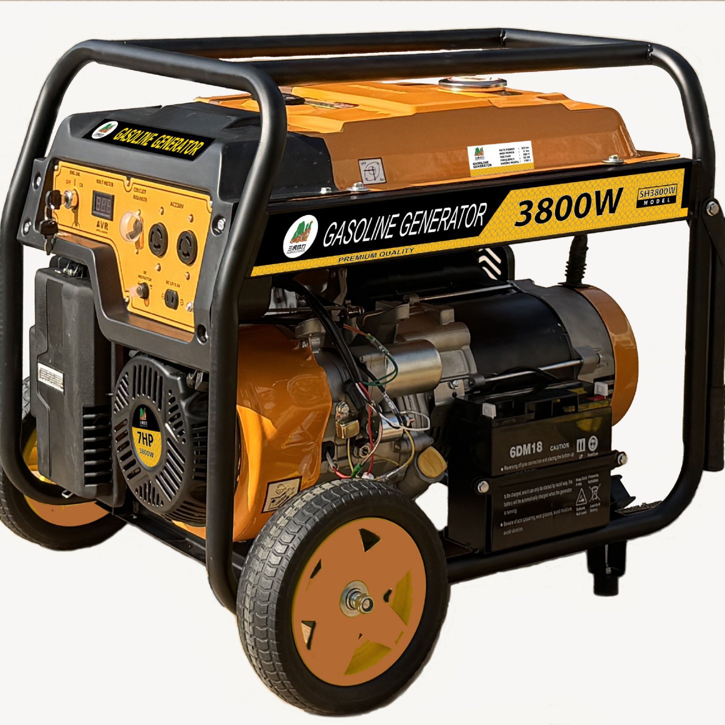 3KW 电动铜线带轮子手柄汽油发电机