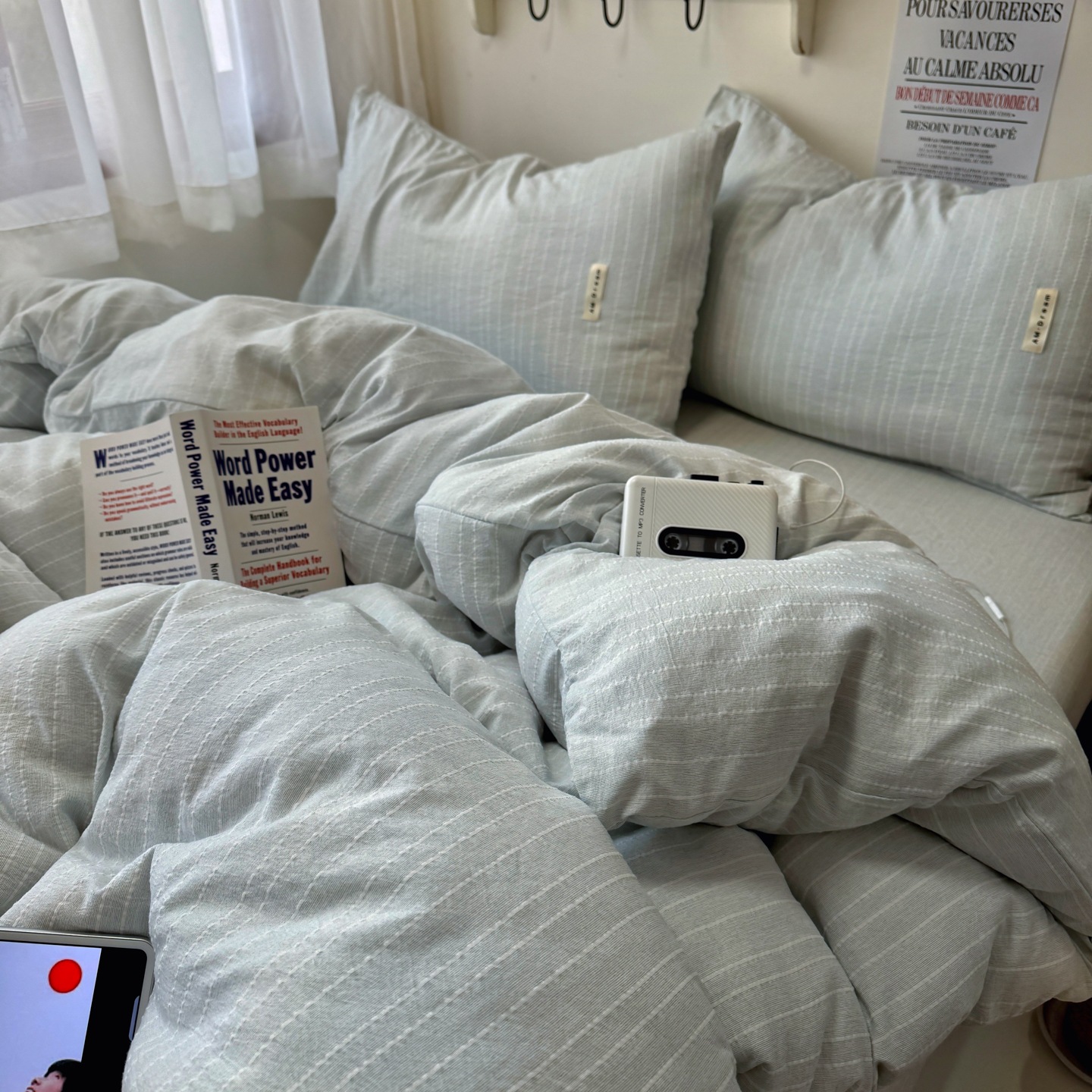 Minimalist Plain Linen Bed Sheet Set For Student Dormitory Room_voghion.com