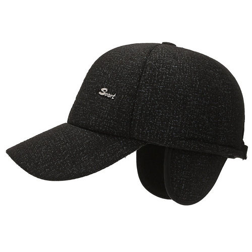 Men's Winter Middle-Aged and Elderly Woolen Duckbill Hat, Father and Grandfather Ear Protection, Thick Warmth Baseball Hat, Cold Prevention Cotton Hat