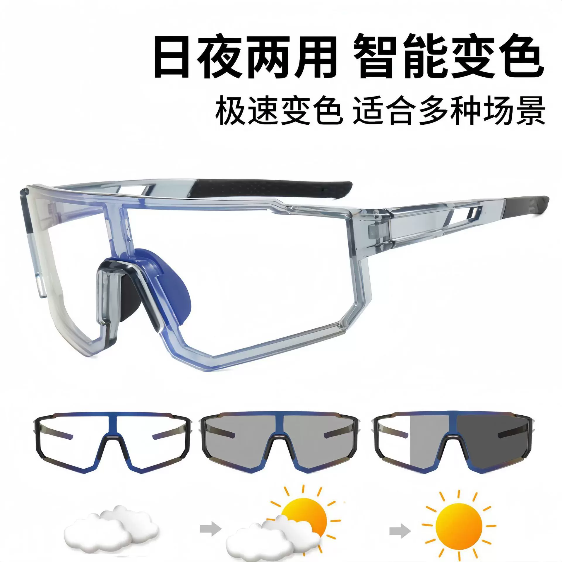 日夜两用智能变色骑行眼镜女户外运动风镜防风公路自行车护目镜男