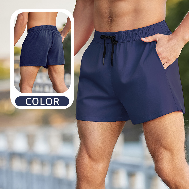 Pantalones cortos deportivos para correr anti-exposición de los hombres falsos de dos piezas de entrenamiento suelto al aire libre pantalones de fitness delgados pantalones cortos de secado rápido