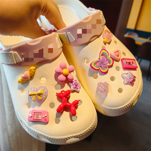 Little Red Book same style 3D Barbie Hot Girl Croc Shoe Flower Removable Balloon Dog Candy Butterfly DIY Decorative Buckle