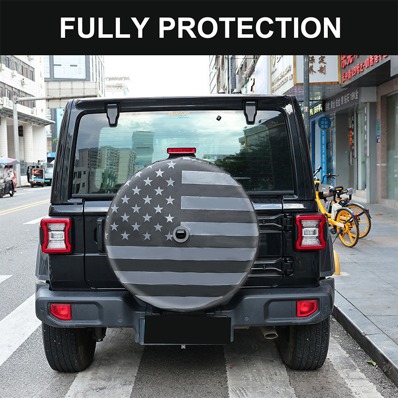 Suitable for Wrangler with Camera Hole Tire Cover American Flag Spare Tire Cover Trailer Suv Truck Cross-Border Explosion