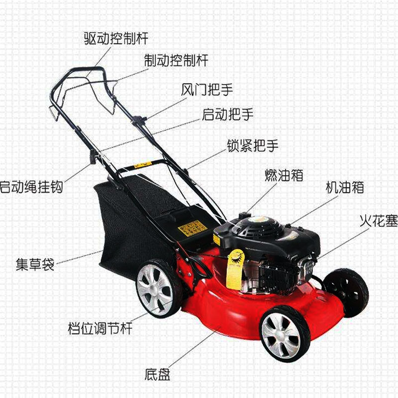 草坪机汽油四冲程动力割草机中绿手推式修剪草坪机大马力21寸18寸
