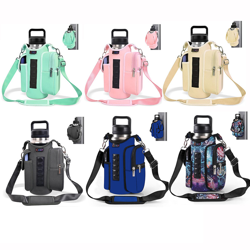 Fitness Magnetic Sports Water Bottle Bag, Car-Mounted Ice Cup Holder, Diving Material Portable Insulated Cross-Body Large-Capacity Cup Holder