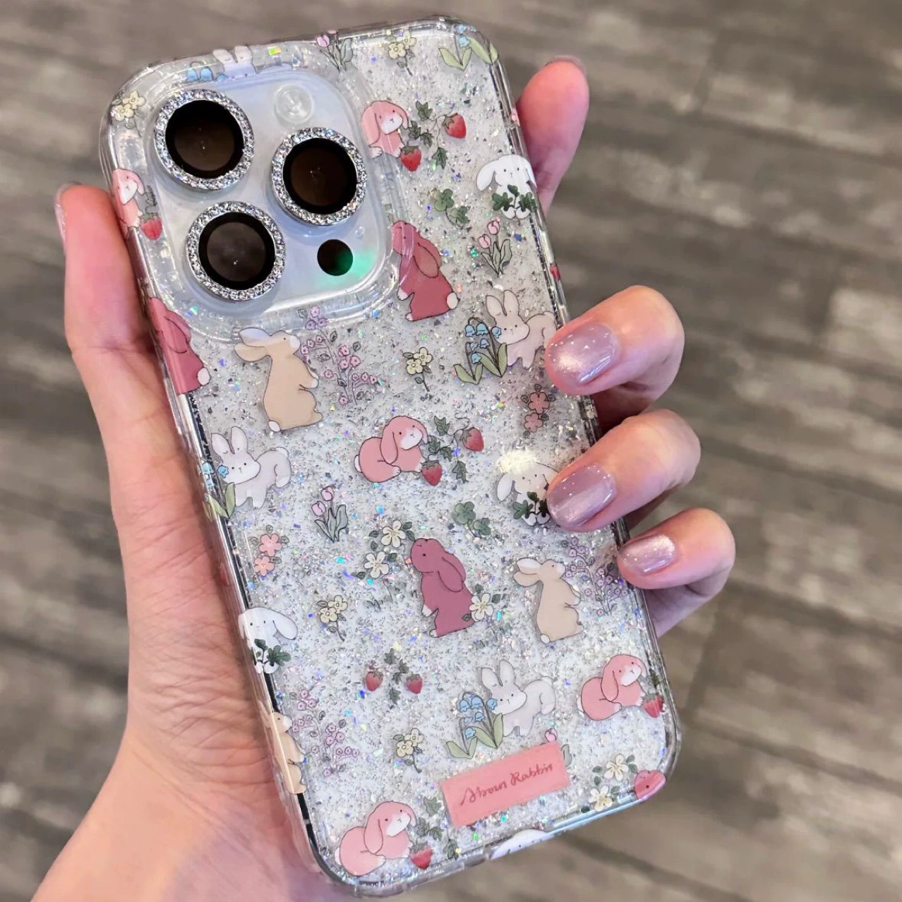 Apple, кролик, чехол для телефона, совместимый iPhone 14 Pro, 16промакс, iPhone, 15, цветочный, 12/11