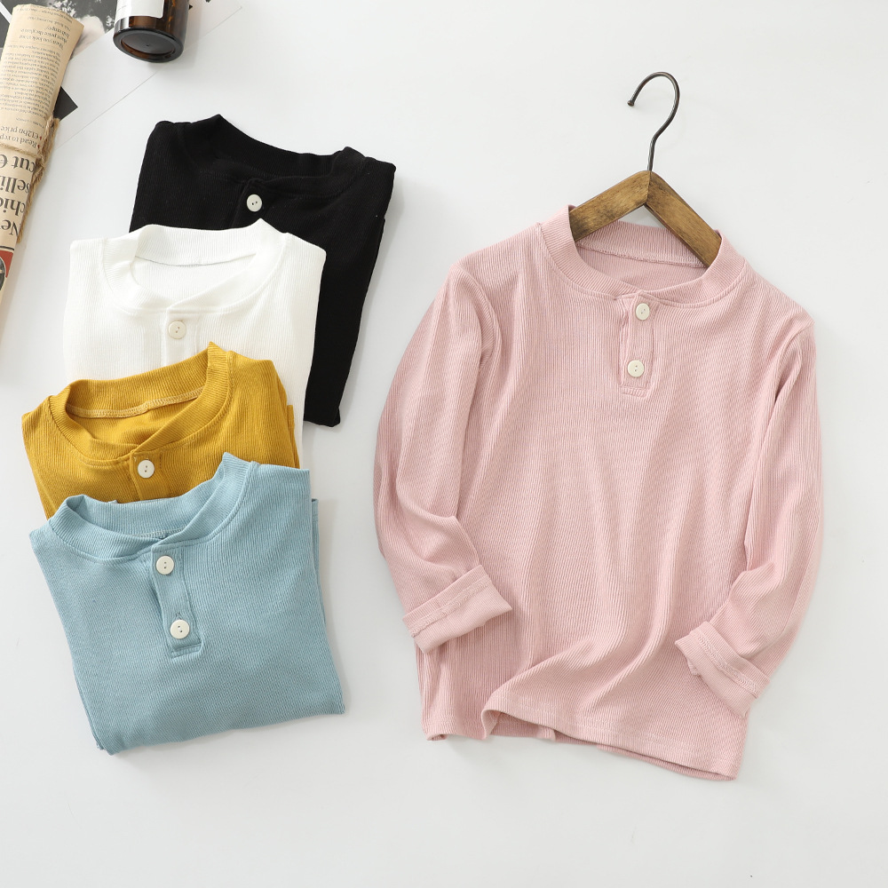Qiqiaoxiong autumn and winter new boys and girls shirt elastic cotton bottoming shirt children's underwear children's casual top
