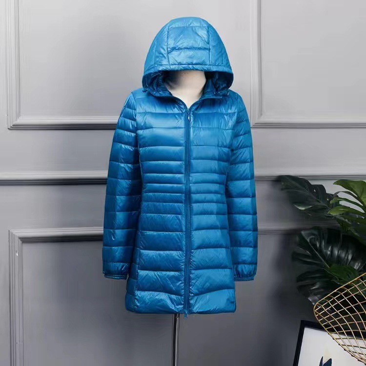 Ultra-light ultra-thin mid-length 200kg fat mm light down jacket women plus fat plus size for the elderly