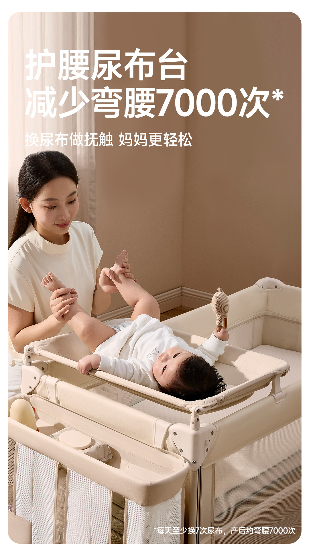 Coolbaby ベビーベッド ベッド本体は昇降可能 シームレス