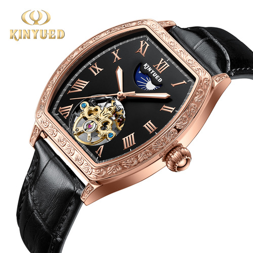 KINYUED business mechanical watch fully automatic mechanical watch multifunctional men's watch hollow barrel style men's watch