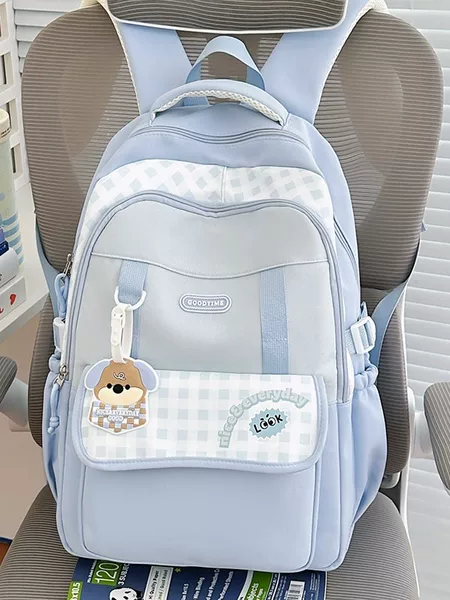 Japanese-style junior high school student's color-blocking large-capacity backpack for female high school students, vintage versatile double-shoulder backpack, laptop travel backpack