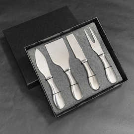 跨境不锈钢芝士刀奶酪刀礼盒套装家用黄油刀叉子尖刀铲子4件套