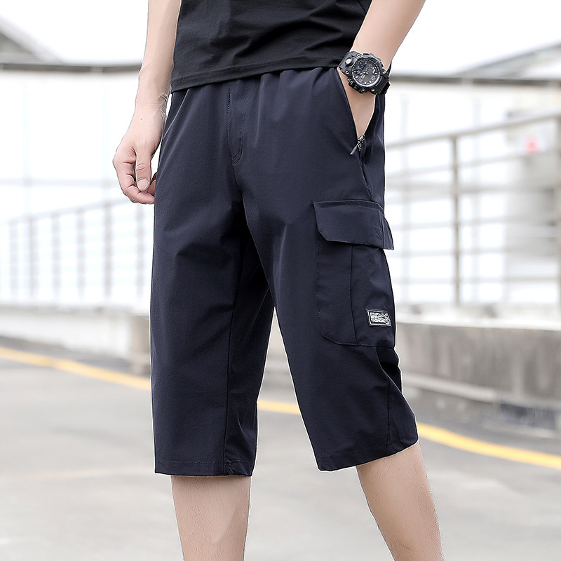 8878 Direct Supply Men's Outdoor Casual Quick-drying Capri Pants Large Pocket Workwear Shorts Middle-aged Summer Large Size Pants