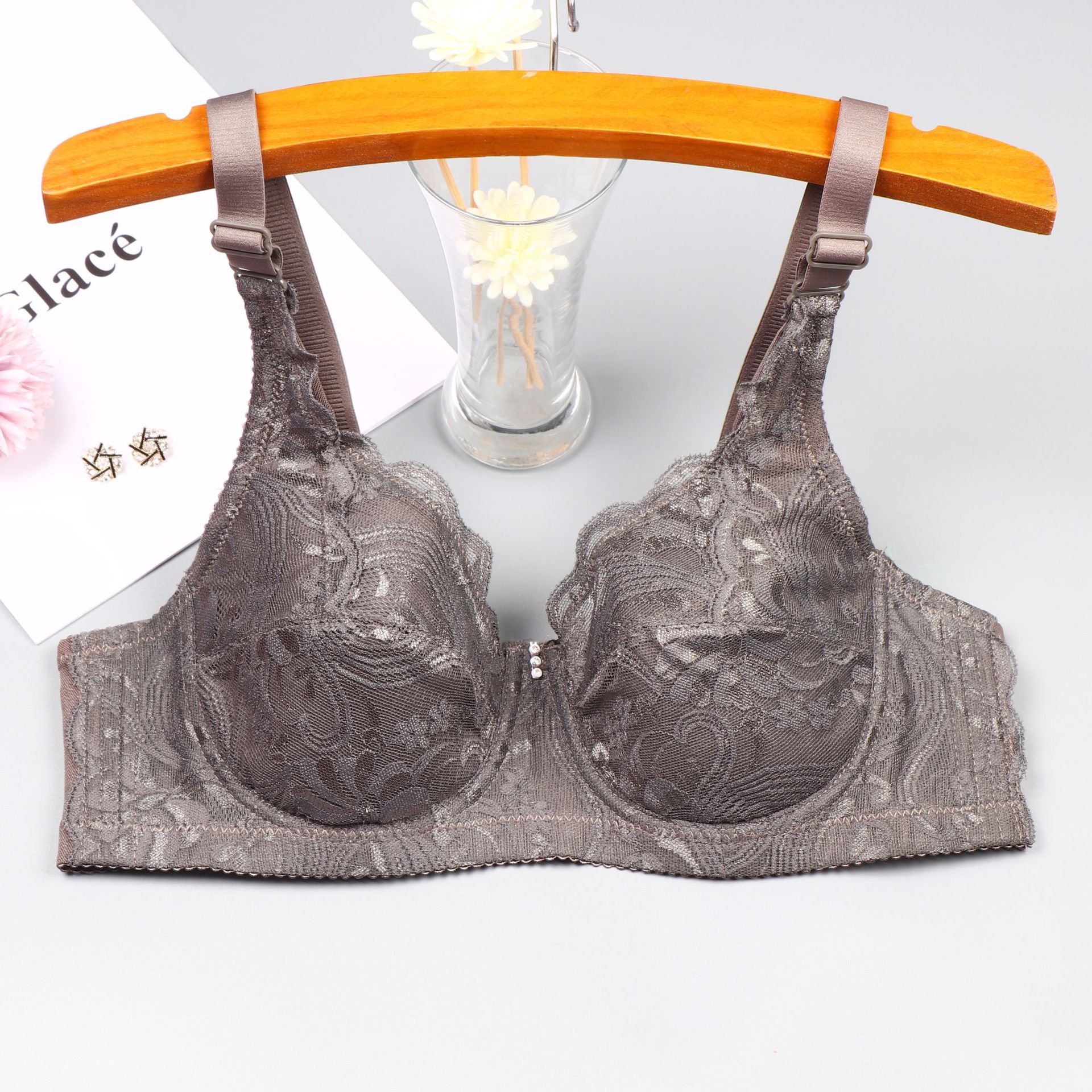 Dünner Bügel-BH aus Spitze für Damen, mit seitlichem Halt, Anti-Hänge-Effekt, Push-up-Effekt, volle Cup-Größe, auch in großen Größen (C-Cup) erhältlich_voghion.com