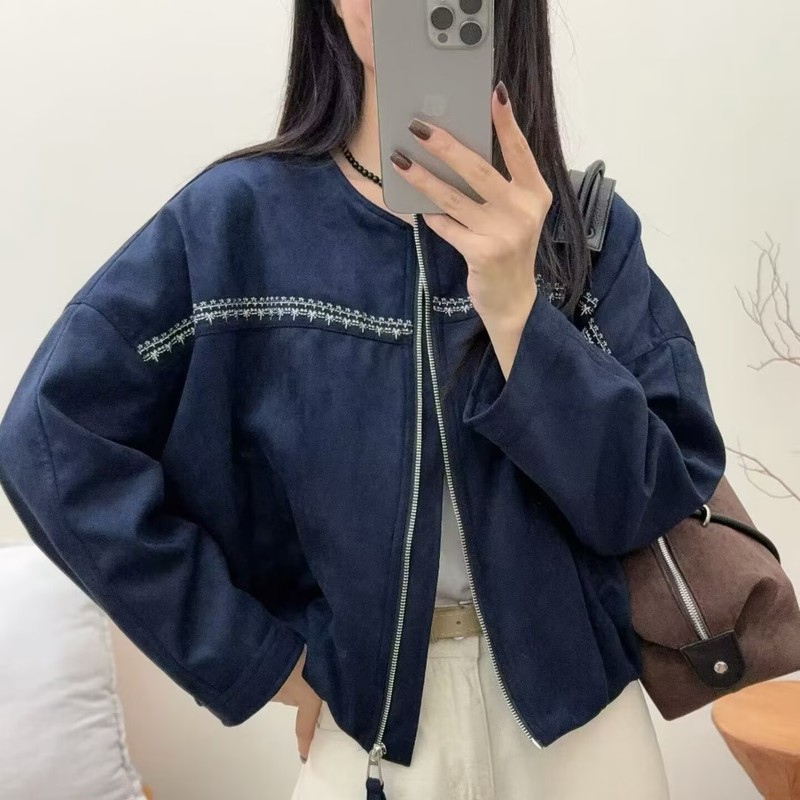 休闲复古麂皮绒短外套女春秋2025新款小个子夹克上衣流行爆款超火|undefined