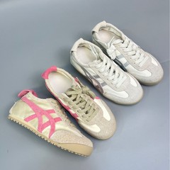 德训鞋新款时尚真皮圆头平底内增高单鞋百搭舒适拼色休闲女鞋板鞋
