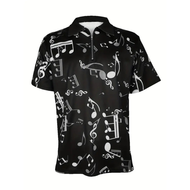 Paño de malla transfronterizo transpirable suelto hombre calle suelta jersey cremallera camisa POLO nota de arte impresión 3D