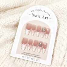 圣诞穿戴甲纯手作高端波点蝴蝶结美甲猫眼法式穿戴甲中长款假指甲