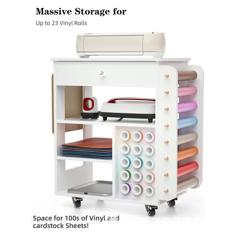 Cross-border Wooden Storage Car Rolling Craft Storage Box Multi-layer Craft Room Home Handmade Cabinet Table Workstation