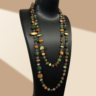 Vintage brown Shell Necklace Color Long Necklace Handmade Knot Beaded Necklace Fashion Elegant Women's Woolen Chain