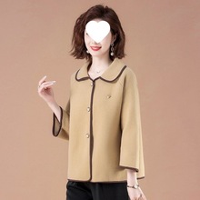 小个子妈妈秋装短款外套韩版洋气套装中老年女春秋冬呢子高贵上衣