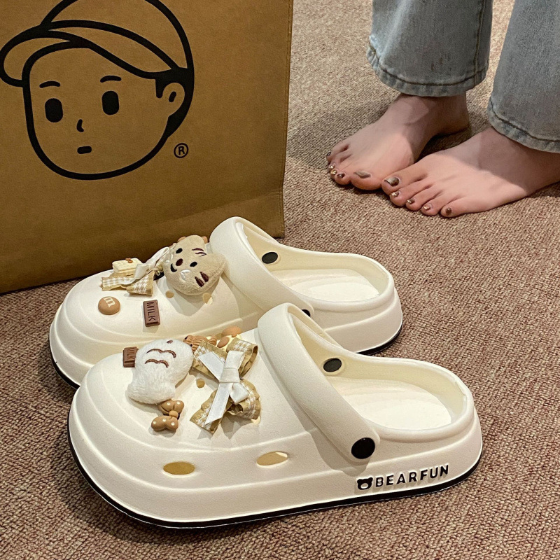 Eva Thick-Soled Clogs for Women, Summer Outdoor Non-Slip Trendy Cute Cat and Fish Design, Couple's Large Size Closed-Toe Shoes
