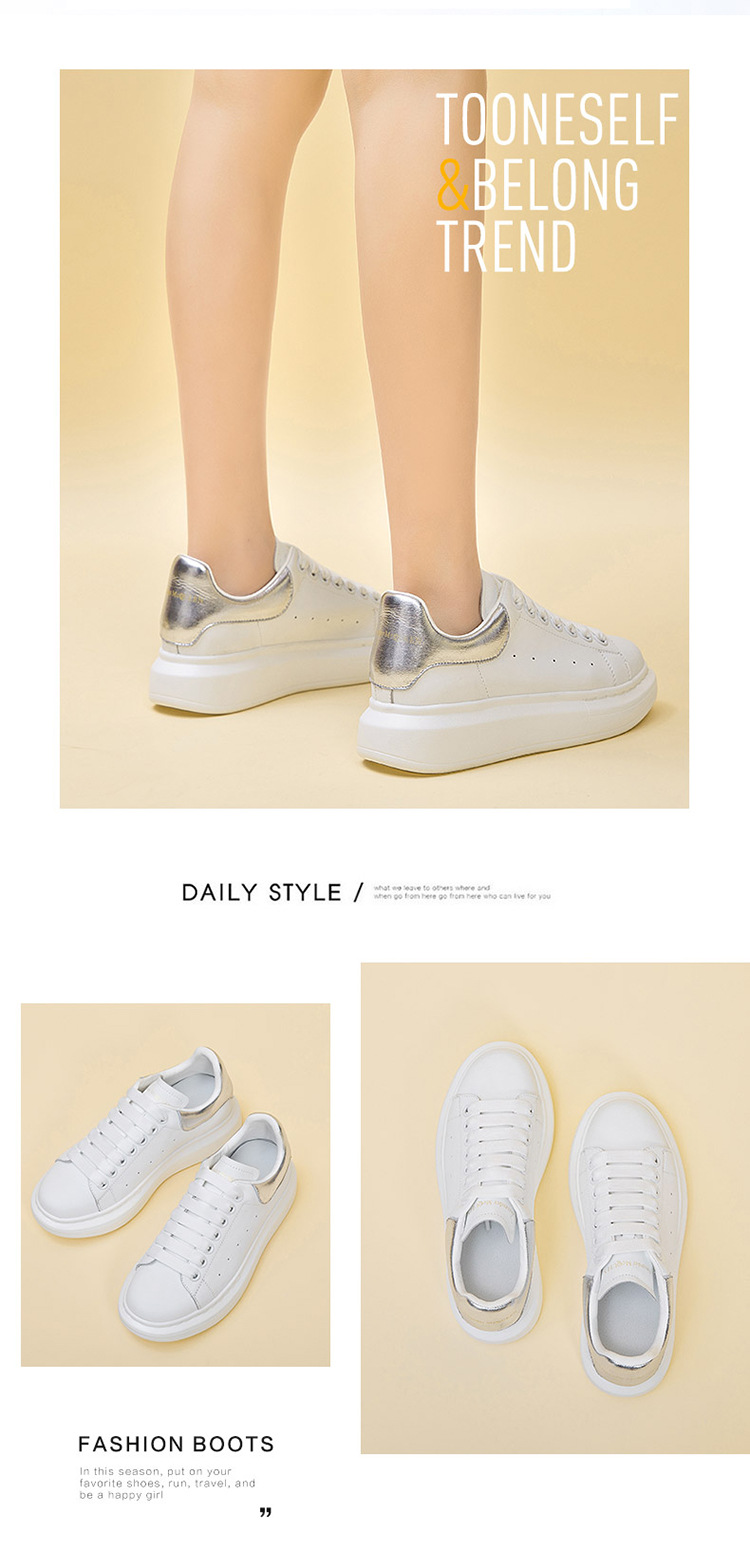 P Scarpe Bianche Donna S Nuova Pelle Casual Versione Alta Studente con Suola Spessa_voghion.com