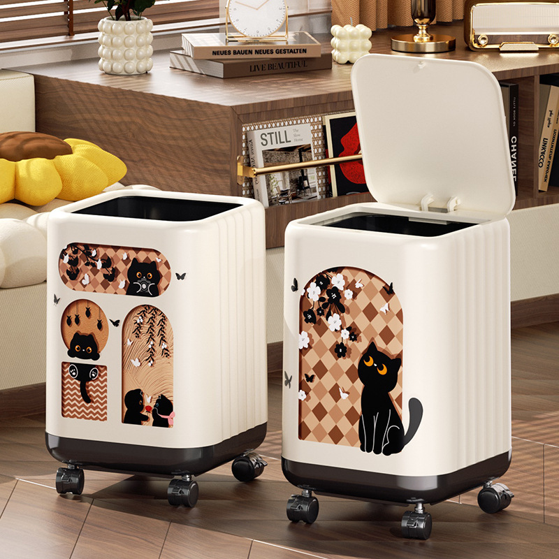 Trash Bin Household Large Capacity Cat High Beauty Value Living Room Toilet Kitchen Dormitory Trash Storage Bin