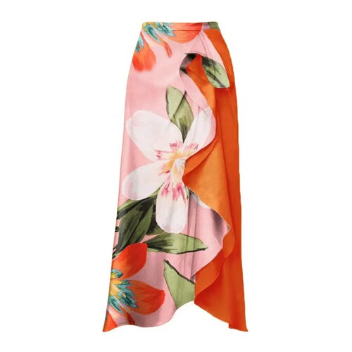 2024 European and American-style sexy fashion one-piece bikini two-piece set with cross-border printed maxi dress—beach & resort swimwear
