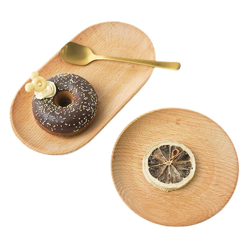 Bandeja de madera pequeña, plato de madera, bandeja de estilo japonés ovalada, vajilla de estilo ins, bandeja de bocadillos de madera maciza, plato de comedor, plato