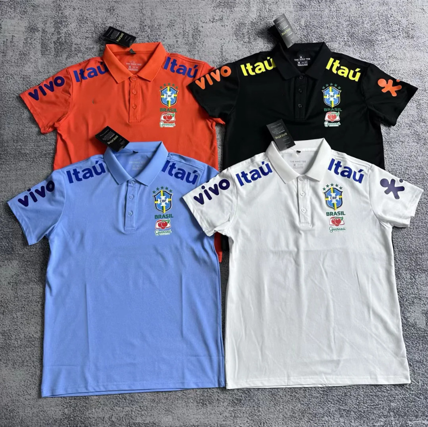 (New Model) Brazil Real Madrid Manchester United Bayern Polo Half-Zip Ad Long Pants Comfortable Breathable Fashionable Soft Sports Pants