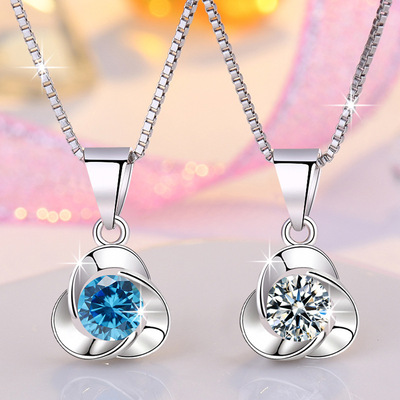 海洋之心项链女韩国三叶草时尚百搭气质小众轻奢心形盒子链配饰