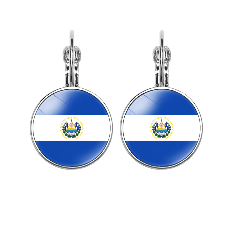 11g Weight Iron Ear Needle Material Drop Earrings Classification 1 Pair Quantity Holiday, Daily Occasion Glass, Iron Material National Flag, Round, American Flag Pattern Women's Gender Modern Style, Classic Style Style 1 Pair Modern Style Classic Style National Flag Round American Flag Glass Iron Drop Earrings 6