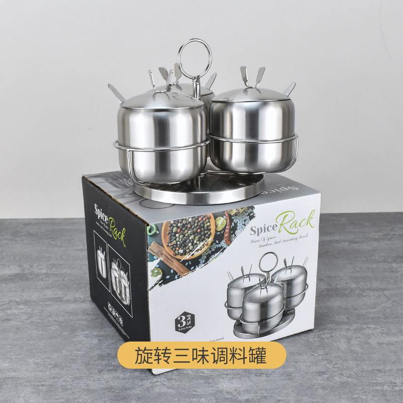 家庭用304食品級韓国式ステンレス調味料缶唐辛子油缶塩缶台所用品調味缶卸売り|undefined