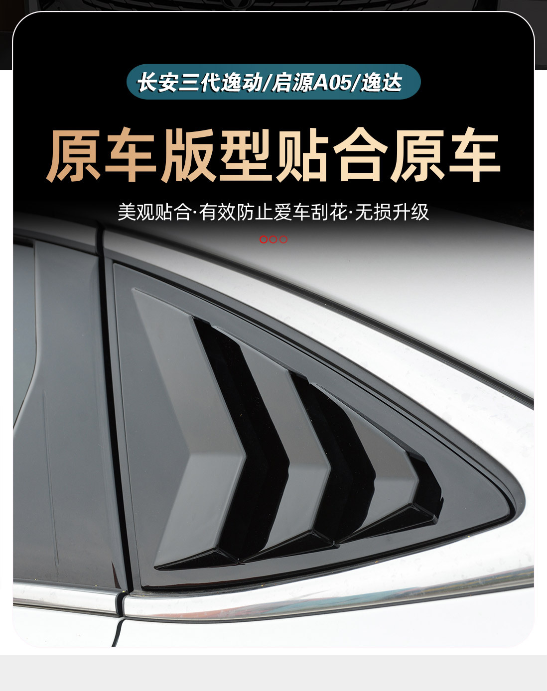 24-25 Models Changan Third-Generation Eado Blinds Window Decoration Stickers for Rear Side Triangle Windows, Eado Modification Parts