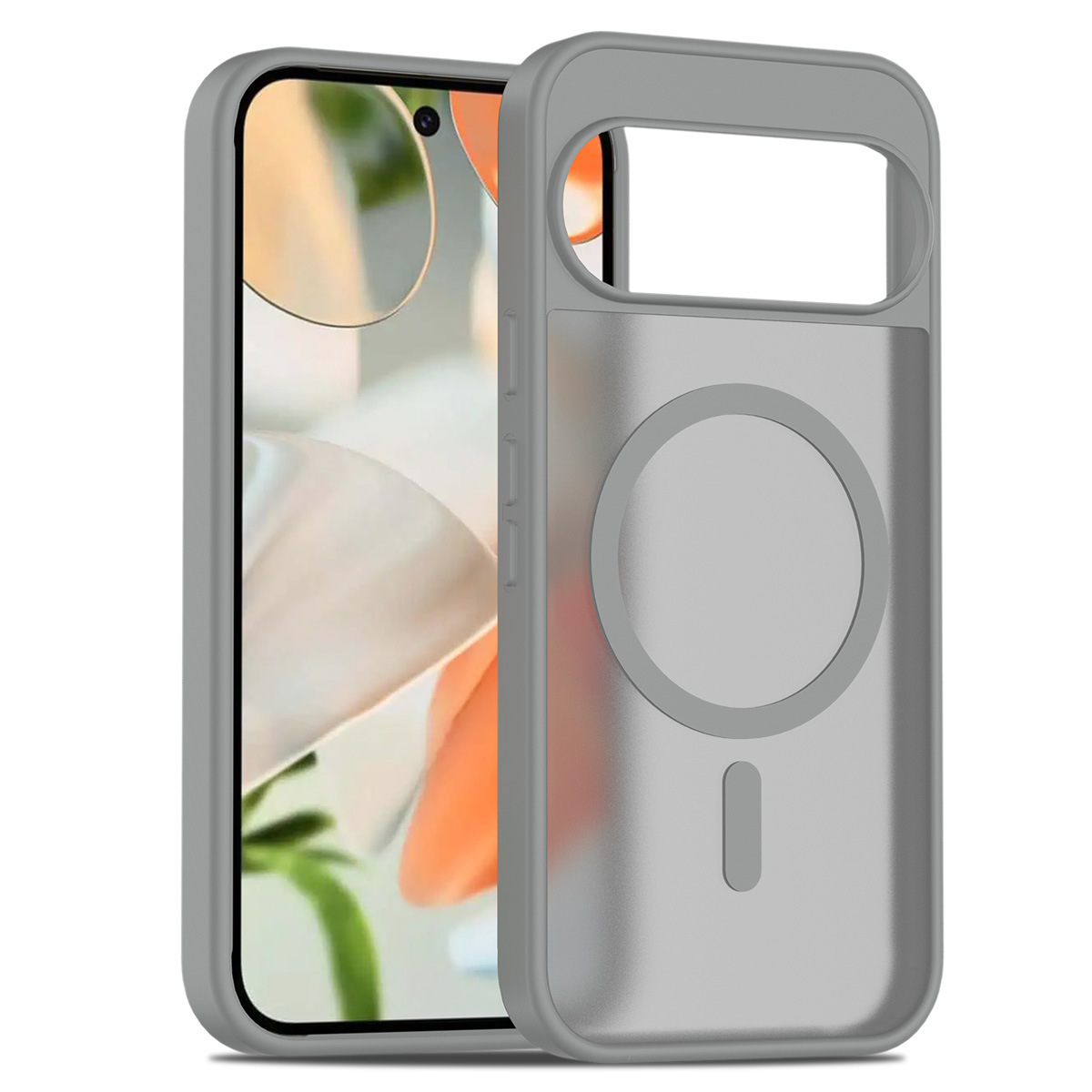 Aplicable a Google pixel9 pro XL Silver Shield Sensación de piel Atracción magnética 2 en 1 10pro Estuche para teléfono móvil Estuche mate semitransparente