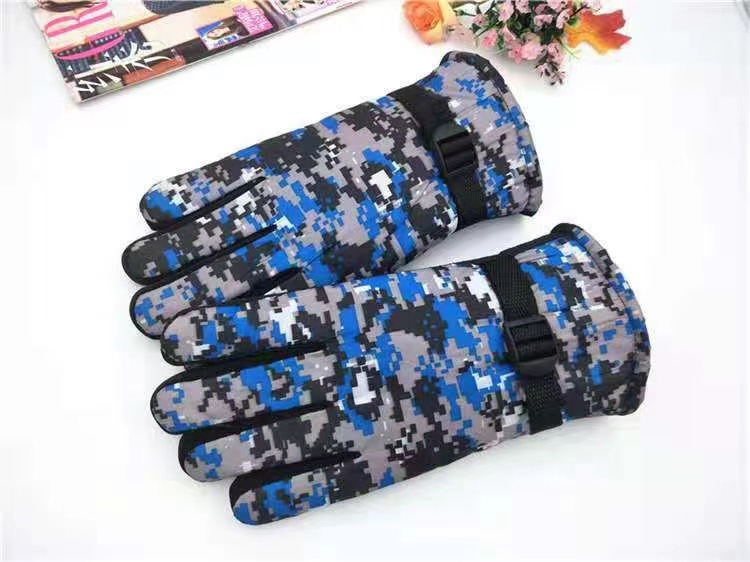 Guantes de camuflaje otoño e invierno con forro polar cálido a prueba de viento impermeable antideslizante conducción deportiva guantes al aire libre