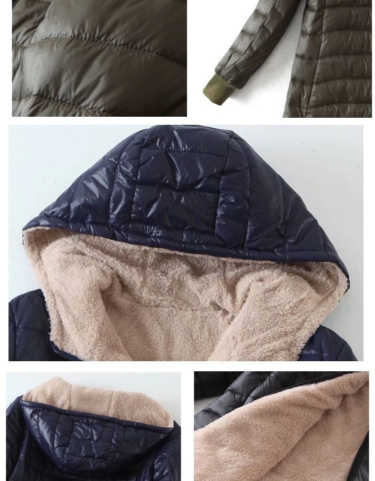 Women's Clothing autumn and winter new Korean version of the long hooded cotton coat women's lambskin warm cotton coat plus velvet jacket top_voghion.com