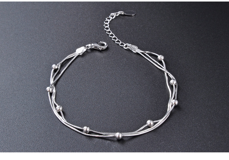 S925 Sterling Silver Beads Three-layer Fashion Jewelry Bracelet Korean Snake Bones Chain display picture 4