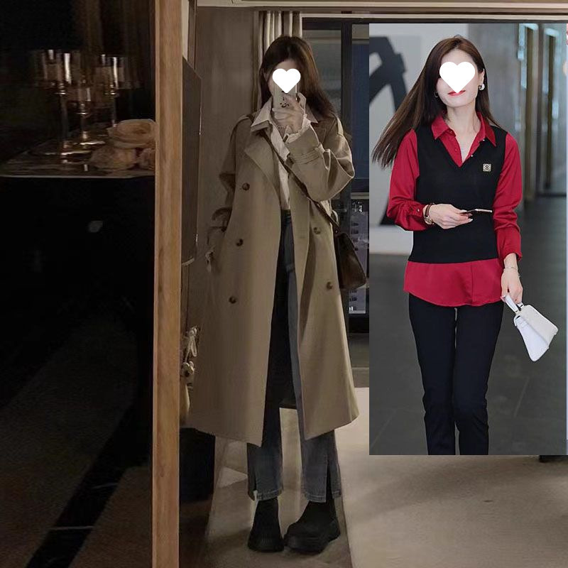 万能大きいサイズシャツレディース秋服2025新作今年人気おしゃれで美しいフェイクツーピーストップス|undefined