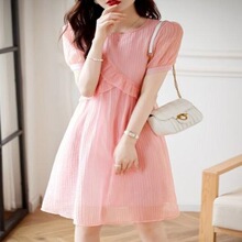 S 37504 Flowy Ruffle Pink Dress ��Ҷ������ȹ ŷ���羳