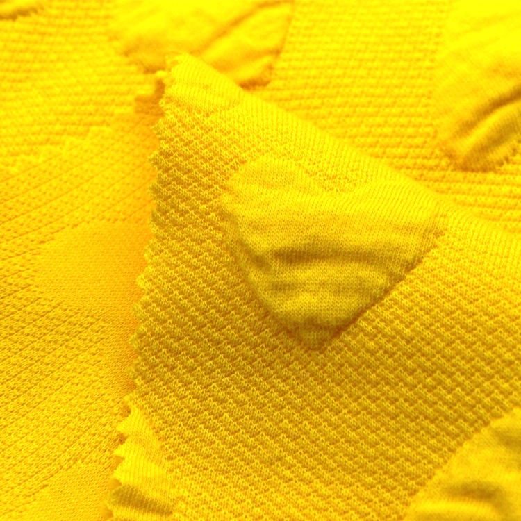 爱心提花空气层起泡泡布棉涤氨纶绗缝提花鸡心3D夹丝空气层布面料