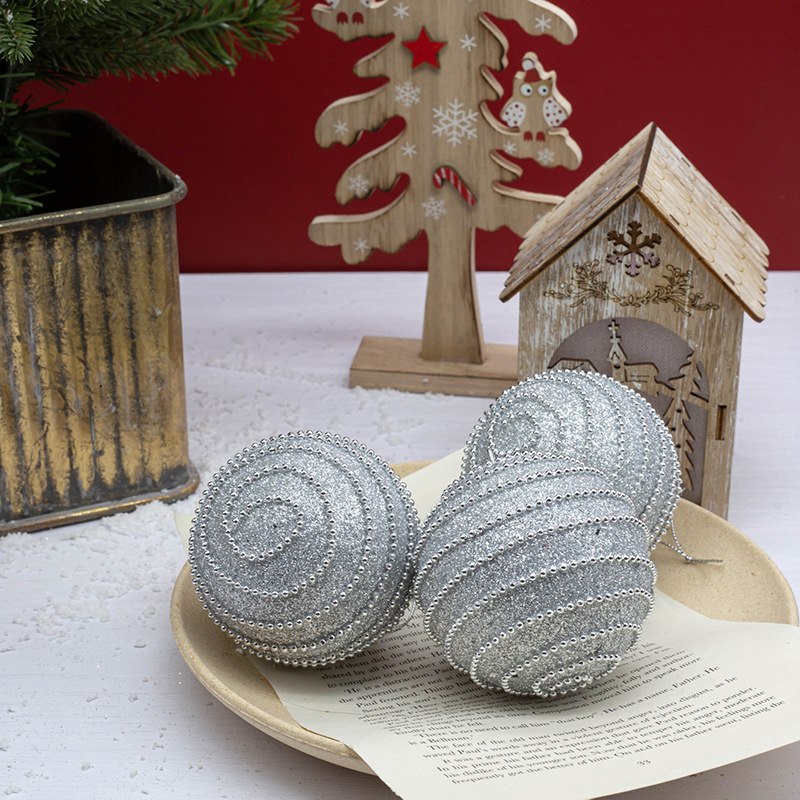 En stock rosa cadena de Navidad bola decorativa espuma colgante bola 8cm 3 decoraciones centro comercial Hotel ventana escena