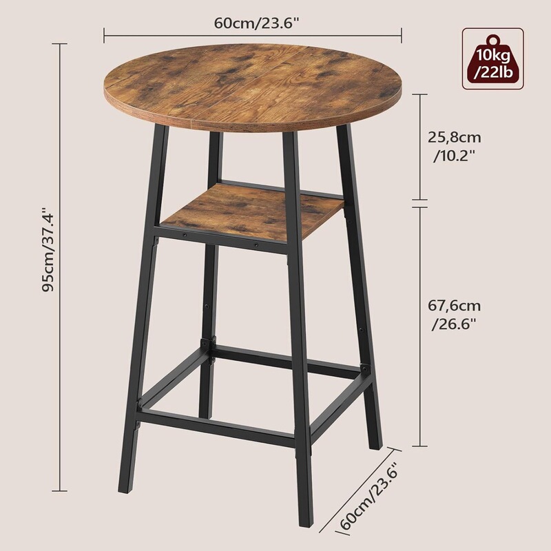 Home Country-Style Bar Table and Chairs, Simple Iron Art Table and Chairs with Storage Space, Suitable for Small Spaces, Bar Round Table