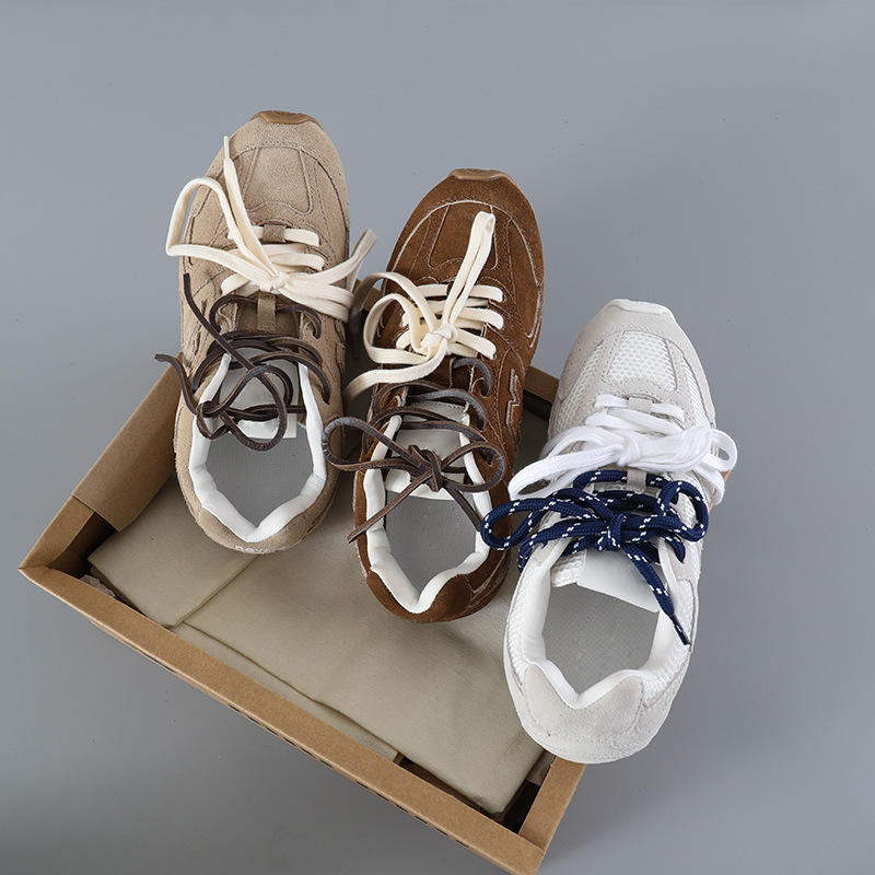 Designer Luxury Brand Pure Original Cowhide Lace-Up Mesh Casual Sports Shoes Co-Branded Comfortable Running Shoes for Women