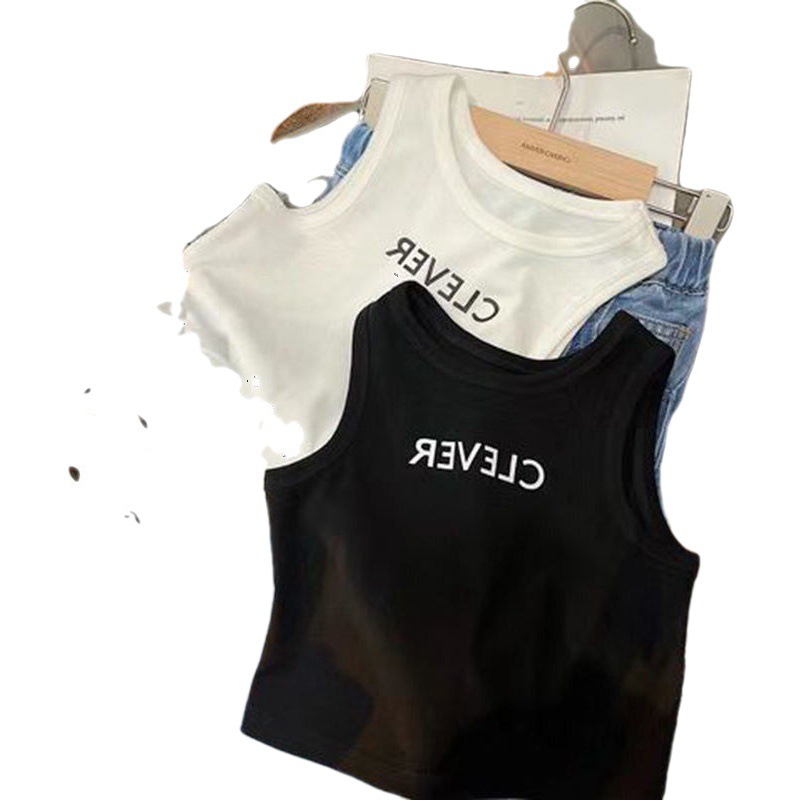 Verano niños y niñas chaleco camisola estilo occidental personalidad de los niños moda Comercio exterior ins letras desgaste interior desgaste exterior superior