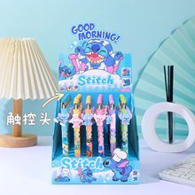 批发史迪仔触控笔二合一扭动中性笔学生整套外贸贴片笔卡通可爱