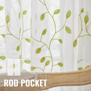 in stock decorative simple curtain penetrating opaque gauze curtain full of embroidered small leaves embroidered yarn white curtain